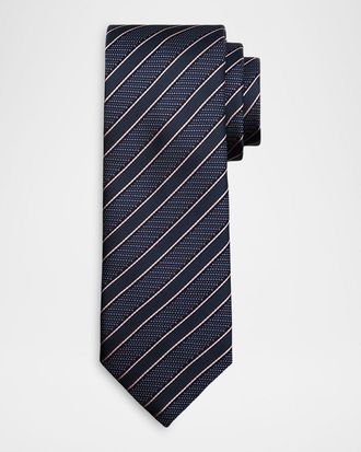 Brioni Men & apos;s Diagonal Stripe Jacquard Silk Tie