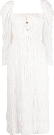 Rejina Pyo Nora smocked midi dress - women - Cotton/Elastane - 10 - White