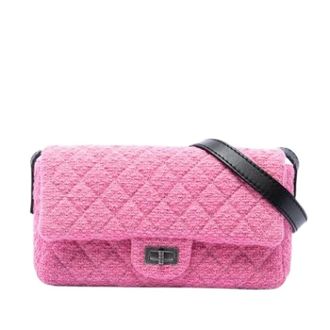 Chanel Pre-owned Quilted Tweed Crossbody Bag - Dames - Pre-owned - Roze - Maat: ONE Size Tweed