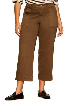 Sanctuary Insider Crop High Waist Cropped Straight Leg Jeans in Forage Green at Nordstrom, Size 20W