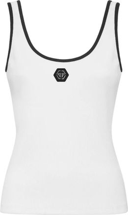 Philipp Plein Tank Top Hexagon - Dames - Tops zonder mouwen - Wit - XS - Katoen - Tops