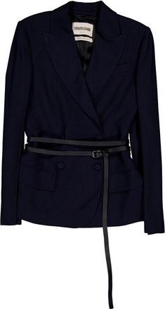 Roberto Cavalli Double-Breasted Belted Blazer, Brand Size 38 ( US Size 4 )
