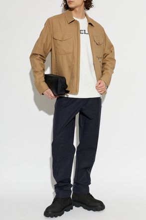 Moncler Jacket With Logo Patch, Mens, Brown