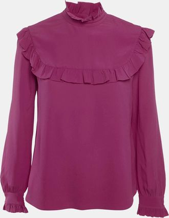 M Missoni Pink Silk Ruffled Long Sleeve