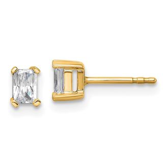 Diamond2Deal 14k Gold 1/2 ct Radiant Lab Grown Diamond Stud Earrings VS Clarity, D-E Color