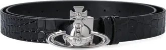 Vivienne Westwood Black Sleek Polished Minimalist Leather Belt