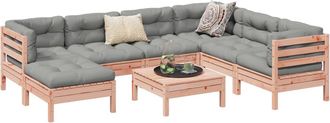 vidaXL Set De Sof&aacute;s Jard&iacute;n 8 Pzas Con Cojines Madera De Abeto Douglas Vidaxl