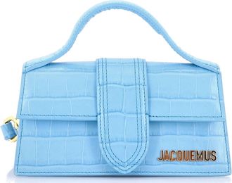 Jacquemus Le Bambino Top Handle Flap Bag Crocodile Embossed Leather Mini
