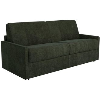 Vente-Unique Divano letto 4 posti express in tessuto verde abete - Rete a doghe larghe 160 cm - Materasso 22 cm con memory foam - CALIFE