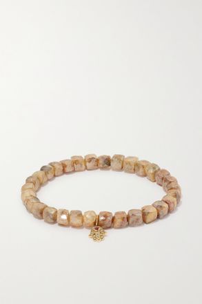 Sydney Evan Bracciale In Oro 14 Carati Con Quarzo E Diamanti Small Hamsa - Arancione