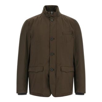 Herno Jassen, Heren, Bruin, M, Leer, Gepolsterd Jack