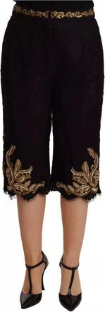Dolce & Gabbana Zwart Kant Goud Barok Mode Shorts - Dames - Korte Broeken - Zwart - S - Korte Broeken
