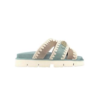 Mou Sliders, female, Multicolor, Size: 10 US Suede sandals with crochet stitching