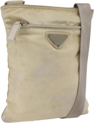 Prada Pre-owned Cross Body Bags, female, Beige, Size: ONE SIZE Pre-owned Nylon Cross Body Bag