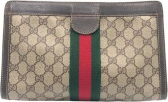 Gucci Pre-owned Clutches, male, Brown, Size: ONE SIZE Pre-owned Sheline PVC Leather Clutch Bag