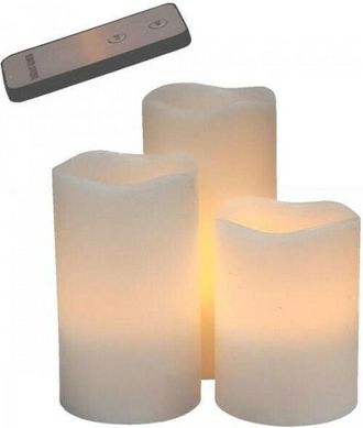 Opjet Opjet - 011052 Juego De 3 Velas Led &Oslash;7,5 H10/12,5/15cm + Mando A Distancia Blanco