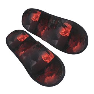 Generic Fluffy Fluffy Slipper Shogun Blood Moon Cotton Slipper Plush Home Slippers for Family Indoor Hotels M