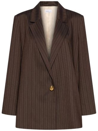 Marella Brown Vertical Pinstripes Tailored Blazer