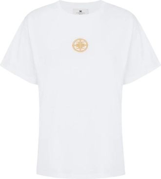 Elisabetta Franchi T-shirt - Dames - T-shirts - Wit - L - Nylon - Tops