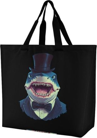 Generic Funny Shark Large Reusable Shopping Bag Lightweight Foldable Tote Bags Washable Shoulder Handbag