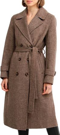 Belle & Bloom Front Runner Belted Wool Blend Coat in Walnut at Nordstrom, Size X-Small