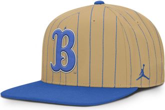 Nike Mens UCLA Primetime Pin Stripe 2-Tone Jordan Brand Dri-FIT College Adjustable Hat in Yellow | JC1209SIUCL-5YX