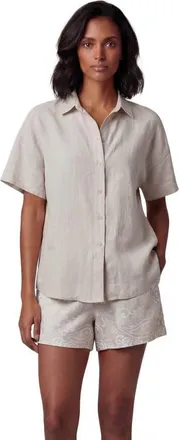 Lords of Harlech Womens Short Sleeve Linen Shirt in Natural at Nordstrom, Size Xx-Large