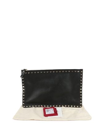 Valentino Black Leather Rockstud Clutch (Authentic Pre-Loved)