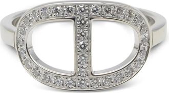 Herm&egrave;s 2010s Chaine dAncre Contour MM 18kt witgouden ring met diamant - Zilver