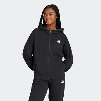 adidas Kapuzensweatshirt ADIDAS SPORTSWEAR W FI SL FZ HD, Damen, Gr. XXL, schwarz, Obermaterial: 68% Baumwolle, 32% Polyester, Sweatshirts Kapuzensweatshirt