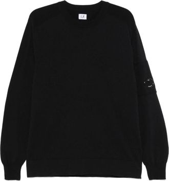 C.P. Company Zwarte Gebreide Crew Neck Sweater - Heren - Ronde hals truien - Zwart - 2XL - Truien & Vesten