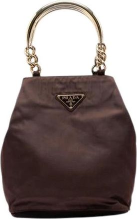 Prada Pre-owned Handbags, female, Brown, Size: ONE SIZE Pre-owned Nylon Handbag