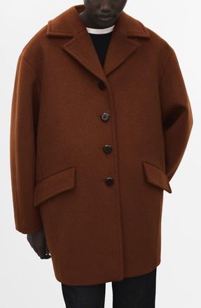 Mango Wool Blend Coat in Medium Brown at Nordstrom, Size Xx-Large