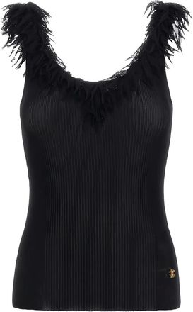 Roberto Cavalli Canotta con bordo a coste - Nero