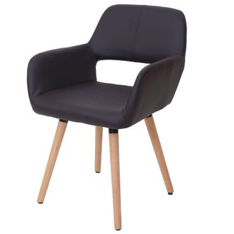 Hhg Silla De Comedor Hhg 428 Ii, Silla De Cocina, Dise&ntilde;o Retro A&ntilde;os 50, Polipiel, Marr&oacute;n, Patas Claras