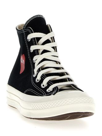 Comme Des Gar&ccedil;ons Heart Logo Canvas High-Top Sneaker - Black
