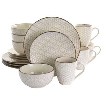 Elama Honey Ivory 16 Piece Stoneware Dinnerware Set in White at Nordstrom