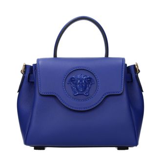 Versace Blue Leather Womens Handbag