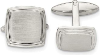 Diamond2Deal Stainless Steel Brushed and Polished Square Cufflinks