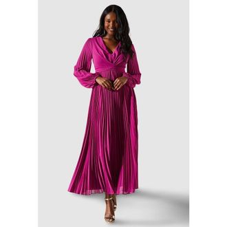 Coast Pleated Wrap Front Dress in Magenta at Nordstrom, Size 6