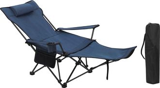 Woltu Woltu Silla Camping Plegable Tumbona Camping Port&aacute;til Con Portavasos Reposacabezas Y Bolsa Lateral Marco De Acero Carga M&aacute;xima 150 Kg Para Picnic Play