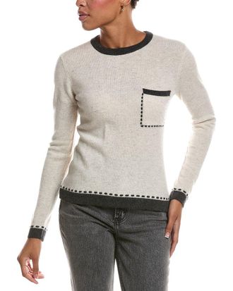 Autumn Cashmere Two Tone Crewneck Cashmere Sweater