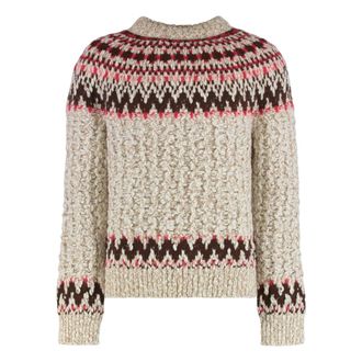 Moncler Truien & Vesten, Heren, Beige, L, Wool Jacquard Sweater