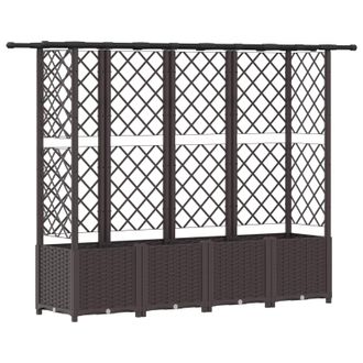 vidaXL Cama Elevada Con Trellis Y Techo Marr&oacute;n 202 X 40 X 138 Cm Pp Vidaxl