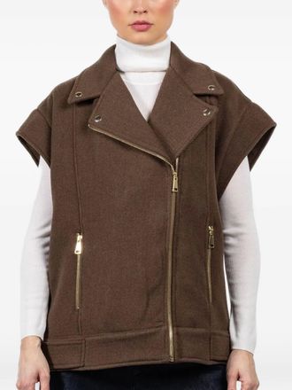 Tensione In zip biker gilet - Marrone