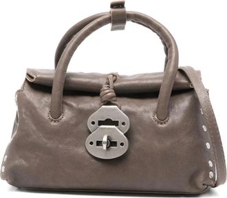 Zanellato Leren Tas met Handvat en Kenmerkend Slot - Dames - Handtassen - Grijs - ONE Size - Leer - Tassen