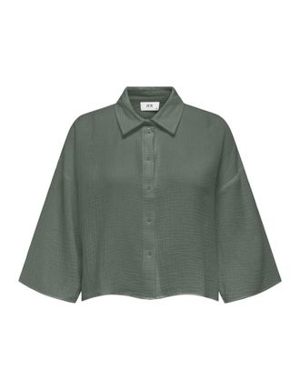 Jacqueline de Yong JdY Womens Jdytheis Life Crop WVN Noos Regular fit Shirt Collar and 3/4 Sleeves, Laurel Wreath, L