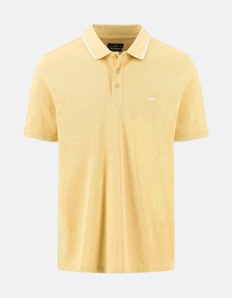 Fynch-Hatton Mens Contrast Tipped 2-Ply Cotton Polo Shirt Pale Yellow - Green - Size: 40