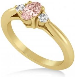 Allurez Oval Morganite & Diamond Three-Stone Engagement Ring 14k Yellow Gold (0.60ct)