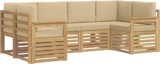 vidaXL Conjunto De Sof&aacute;s De Exterior 5 Uds. Blanco Y Beige Poli&eacute;ster Vidaxl